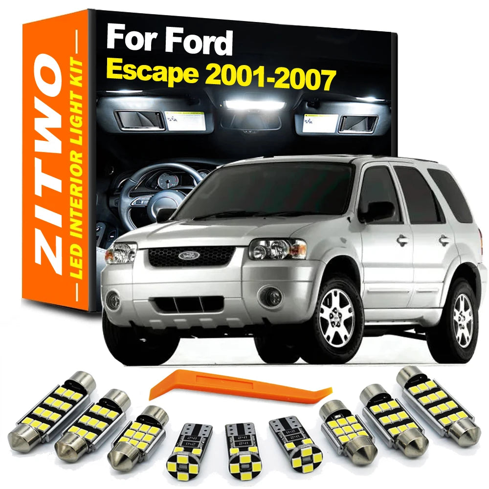 ZITWO 13Pcs For Ford Escape 2001 2002 2003 2004 2005 2006 2007 LED Bulbs Interior Dome Map Reading Trunk Light Kit Accessories