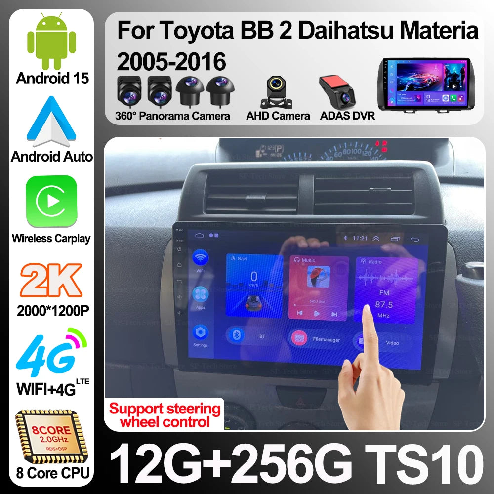 Android 16 For Toyota Bb 2 Daihatsu Materia 2005-2016 Car Radio Wireless Carplay Auto Gps  | AUTOKITSHOP