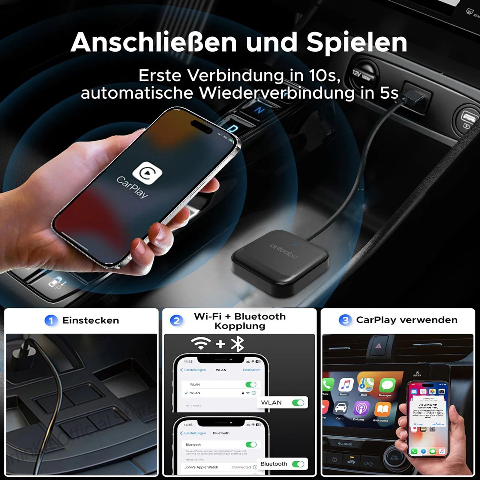 Carbitlink Easylink To Wireless CarPlay Android Auto For Geely Tugella Emgrand Monjaro Atl
