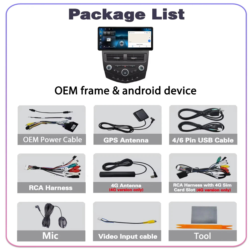 12.3" Android For Honda Accord 7 2003 2004 2005 2006 - 2007 Navigation Carplay Car Radio M
