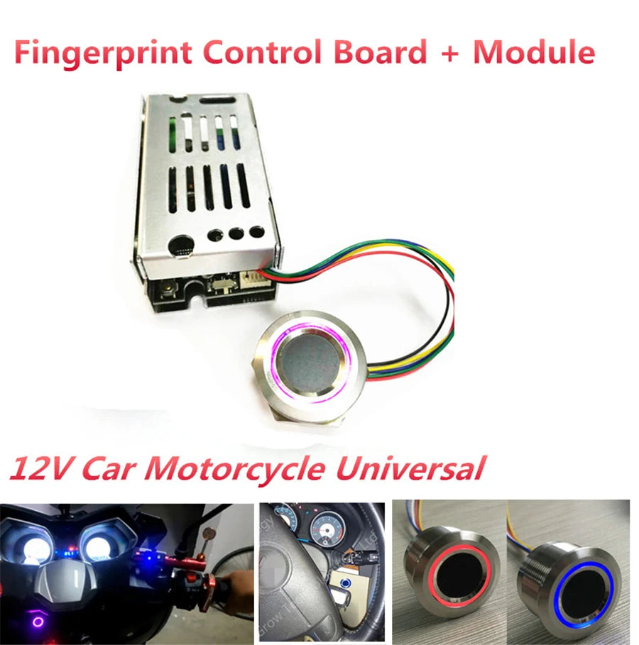 1x LED Fingerprint Control Module Switch Start & Lock For Car Door Ignition 12V