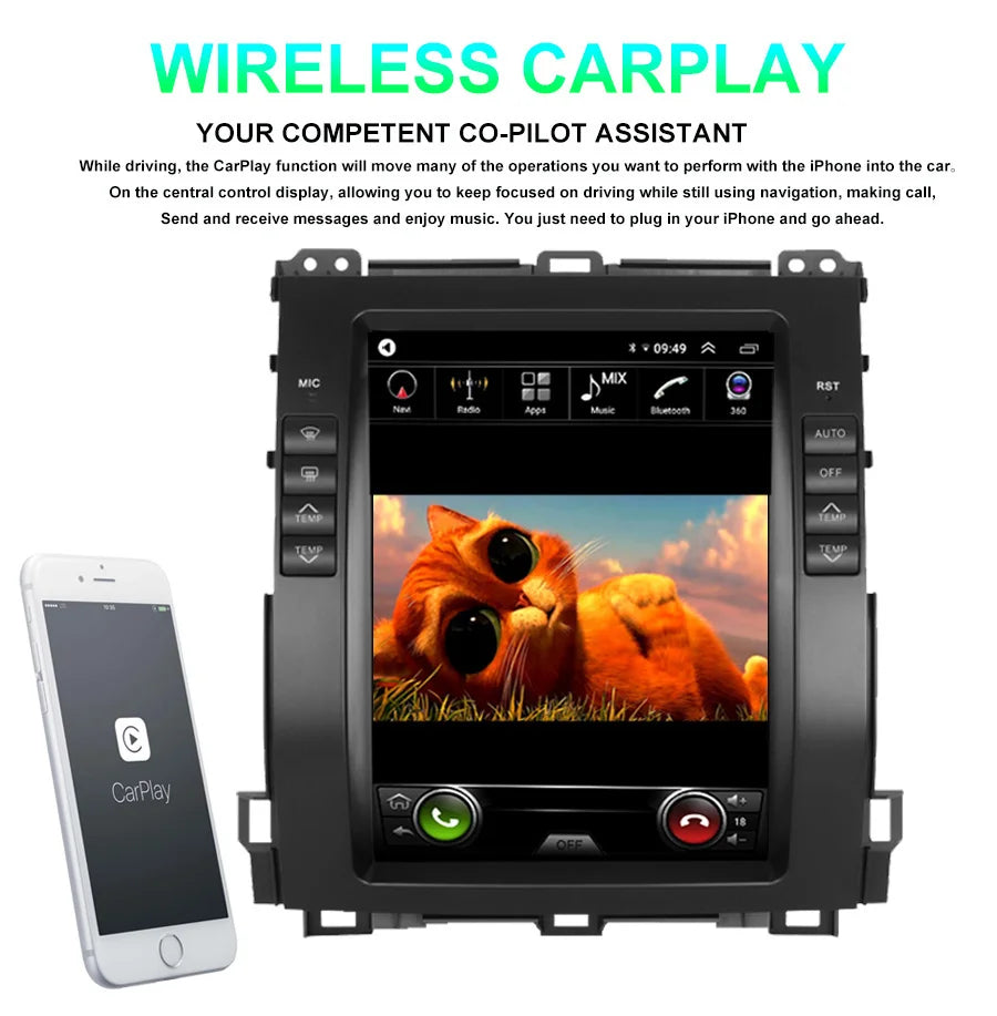 For Toyota Land Cruiser 120 Prado 10.4 Inch Touch Screen Stereo For Lexus GX470 Radio Andr