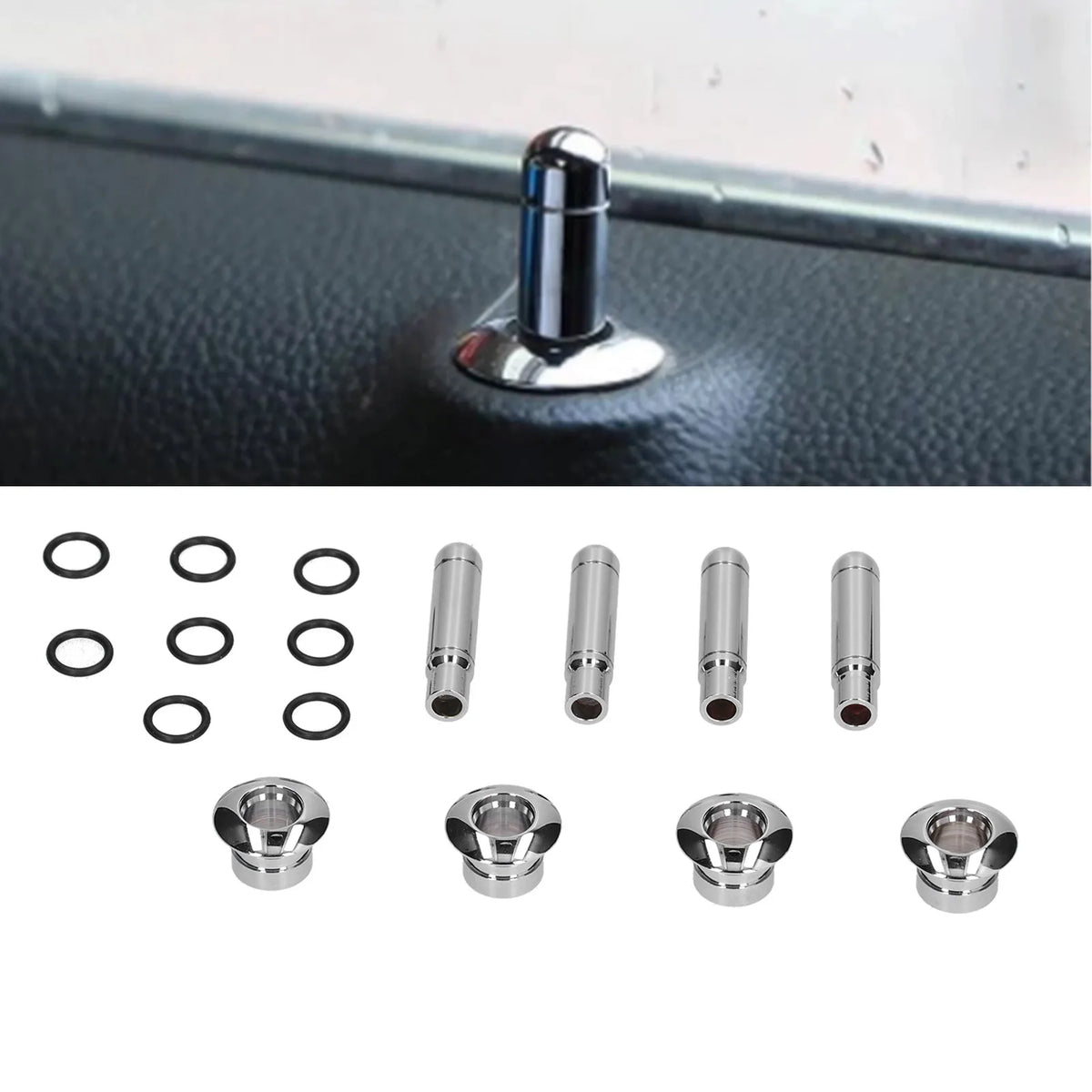 8pcs Car Door Lock Pin with Cover ABS Chrome Replacement for Chevrolet TRAX/Cruze/Malibu - Automotive LED Light