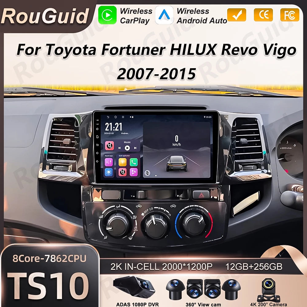 Android 16 Car Radio For Toyota Fortuner HILUX Revo Vigo 2008 - 2015 Wireless Carplay Auto | AUTOKITSHOP