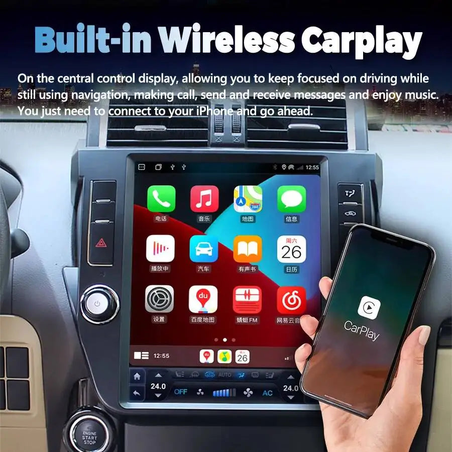 Carplay 12.1 Inch Android Screen For Toyota Prado 150 2014 2015 LC150 Car Radio Multimedia | AUTOKITSHOP