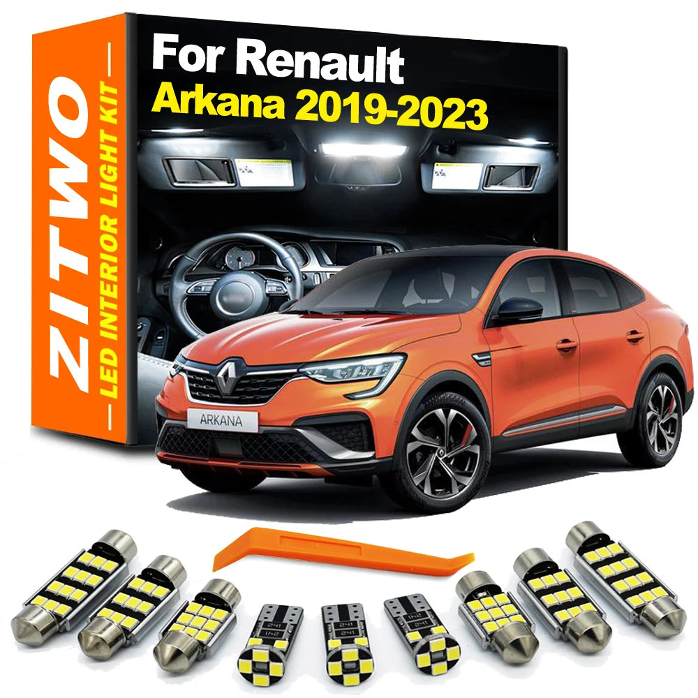 ZITWO 8Pcs Car LED Bulb For Renault Arkana 2019 2020 2021 2022 2023 LED Interior Dome Map Reading Trunk Light Accessories