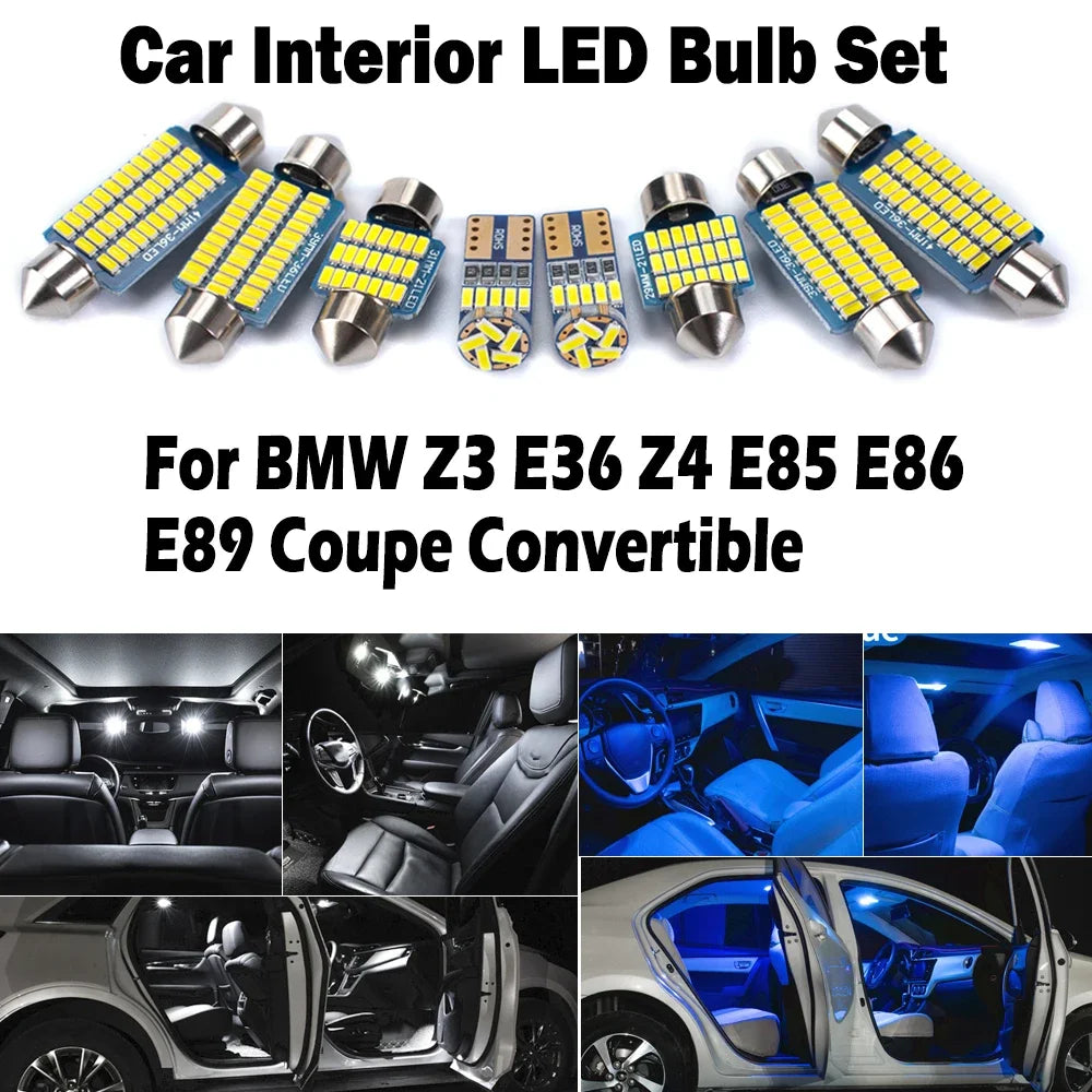 LED Interior Light Kit for BMW Z3 E36 Z4 E85 E86 E89 Coupe Convertible LED Interior Dome Map Trunk Glove Box Sun Viso...