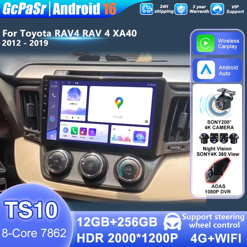 CarPlay 4G Car Android Auto FOR Toyota RAV4 RAV 4 XA40 2012-2019 Radio Stereo Head Unit Mu