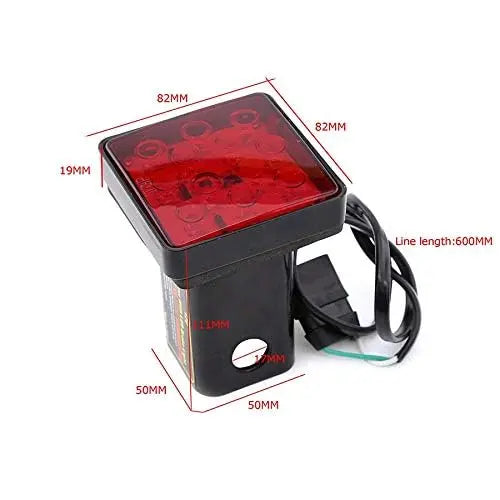 2" Red 12-LED Super Bright Brake Light Trailer Hitch Cover for Towing & Hauling