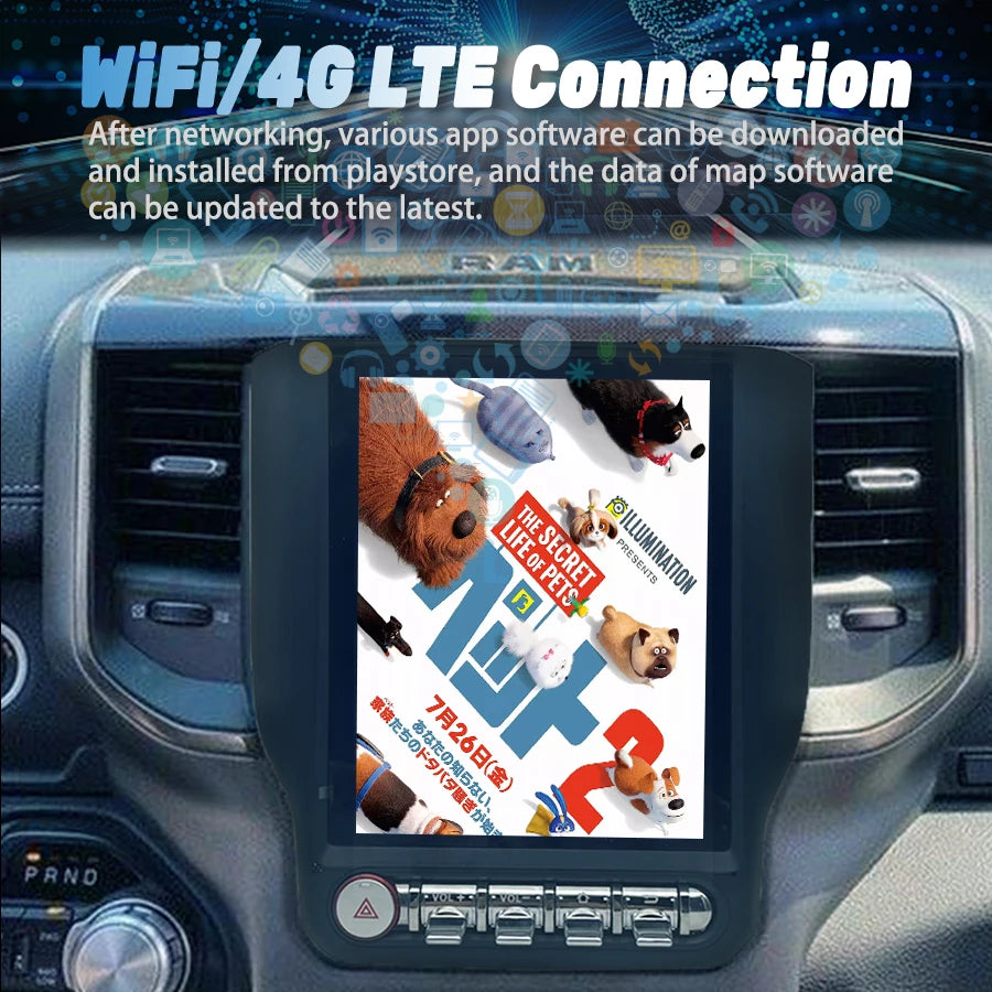 9.7 Inch For Dodge ram 2019-2021 Android Screen Multimedia Player Stereo Wireless CarPlay