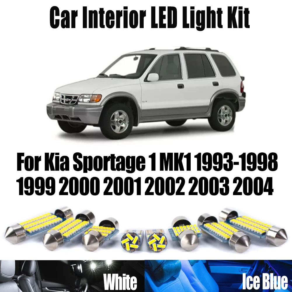 9-Piece LED Interior Light Kit for Kia Sportage 1 MK1 1993-2000 - Canbus Dome Map Door Trunk Bulbs | AUTOKITSHOP