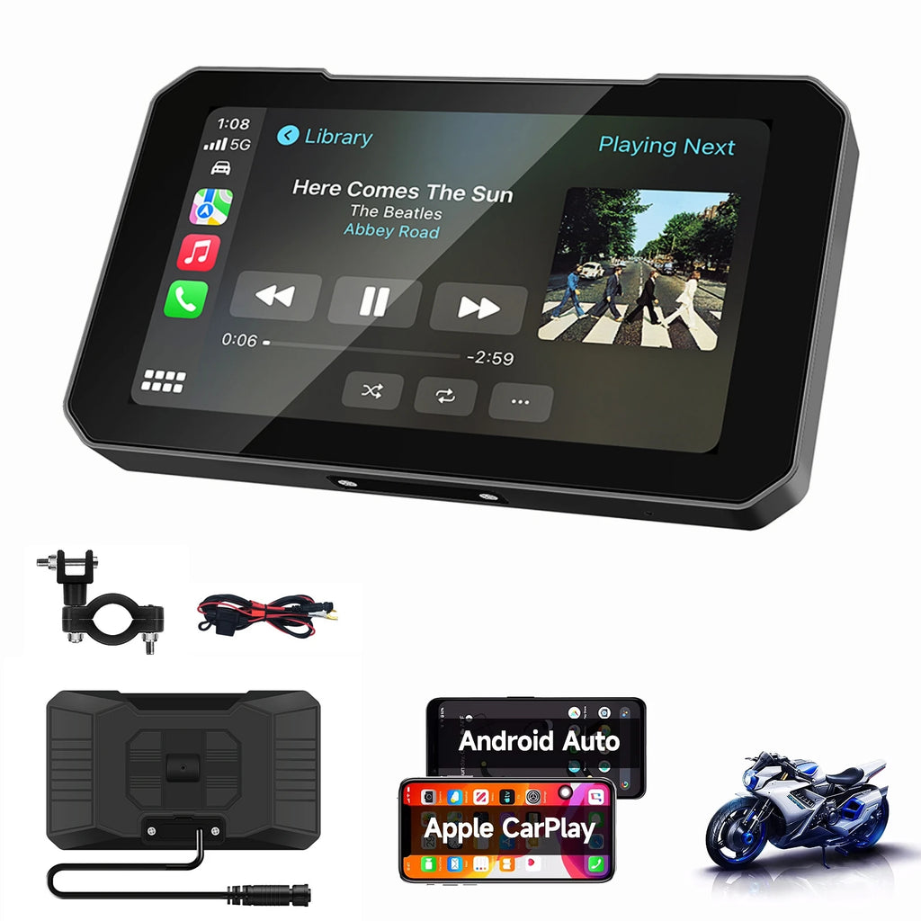 5 Inch Motorcycle Portable GPS Navigation Wireless Carplay Android Auto Display Touch Scre | AUTOKITSHOP
