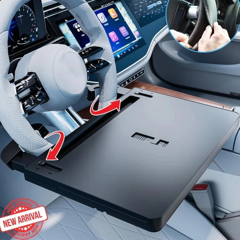 Food Tray Desk Auto Steering Wheel Tray Mount Car Tray Table Folding Laptop Desk Adjustable Wate - Automotive LED Light