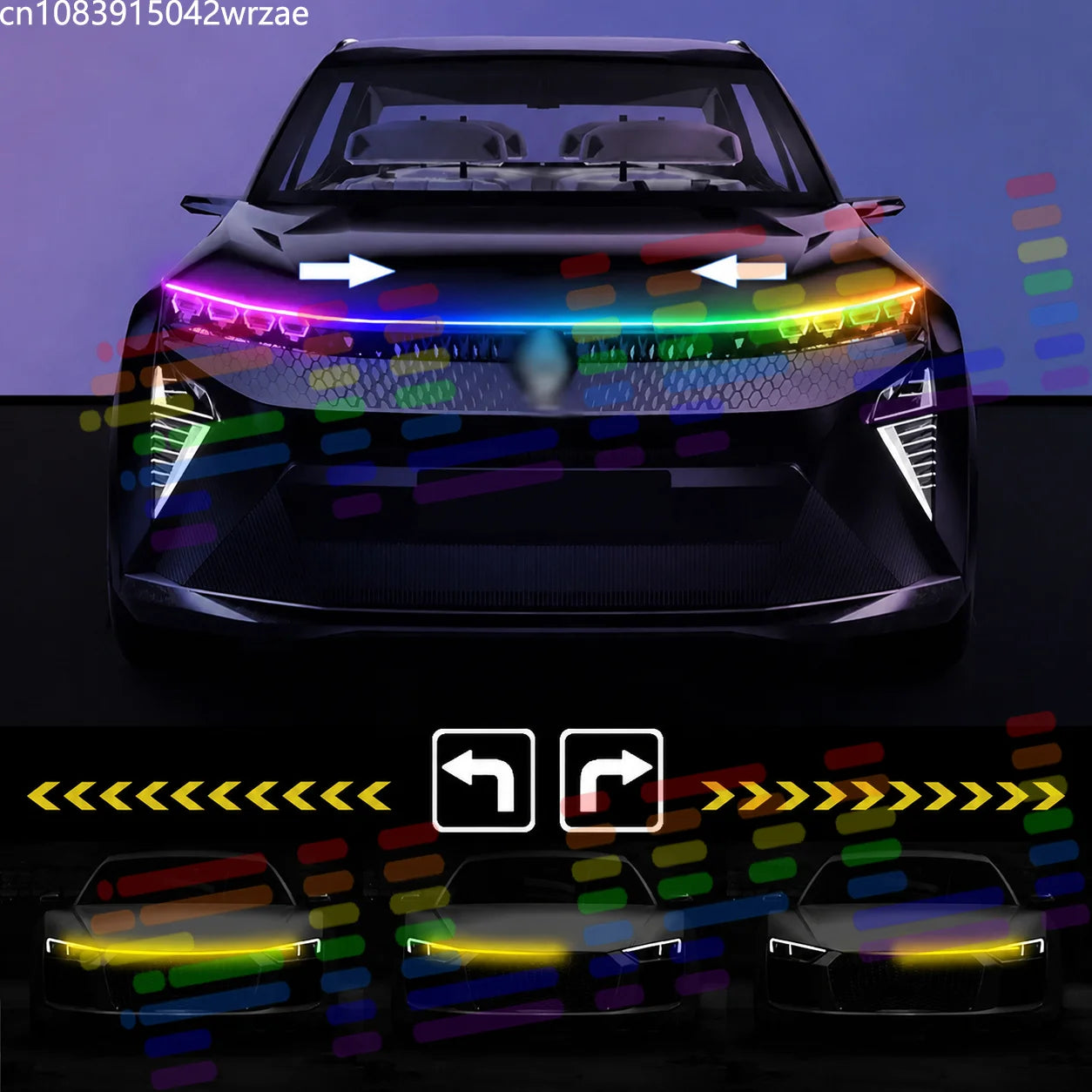 LED Car Hood Light Color Streamer-Style Turn Signal and Startup Function Dynamic Daytime R | AUTOKITSHOP