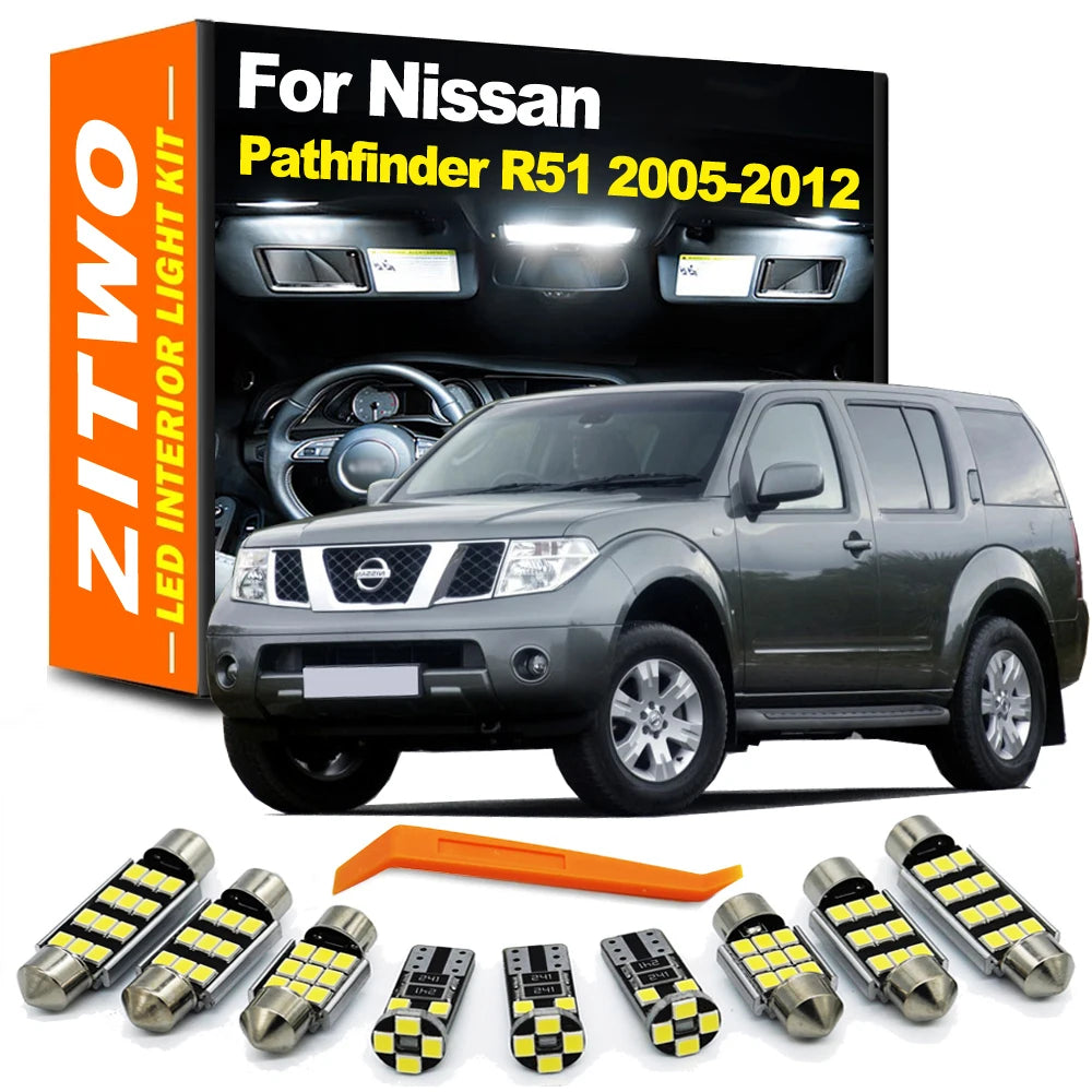 AutoKitShop 15Pcs LED Interior Light Kit For Nissan Pathfinder R51 2005 2006 2007 2008 for Nissan R51 - Canbus LED Car Light