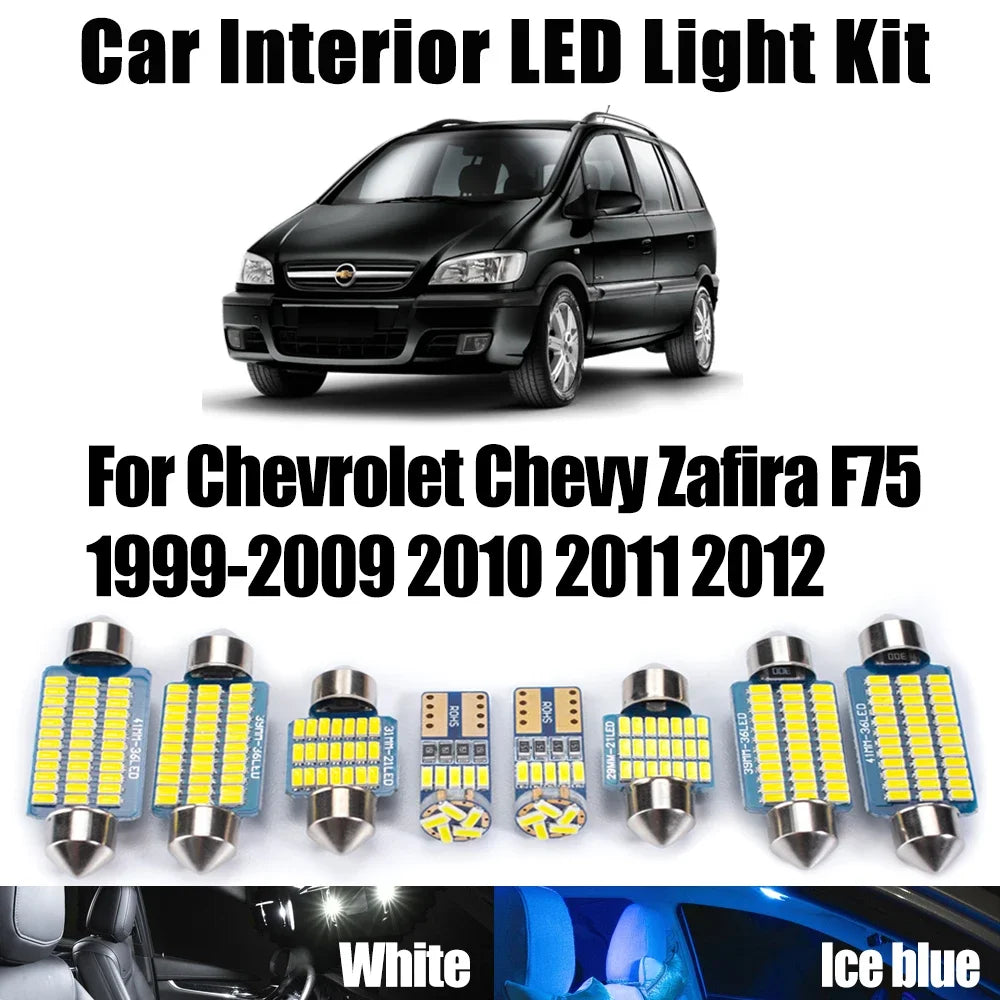 10-Piece LED Interior Light Kit for Chevrolet Chevy Zafira F75 1999-2011 - Canbus Dome Map Door Trunk Bulbs | AUTOKIT...