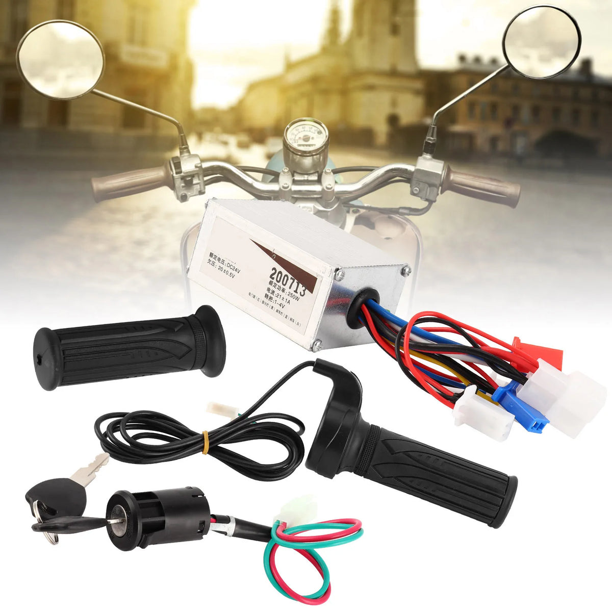 Electric Scooter Speed Controller Set 24V 250W Controller with Throttle Grip Lock Scooter Access - Automotive LED Light