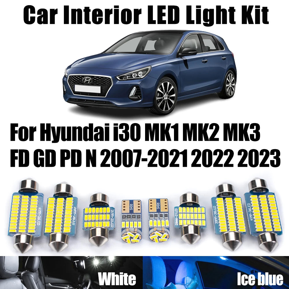 LED Interior Light Kit for Hyundai i30 MK1 MK2 MK3 FD GD PD N 2007- 2020 - Canbus Dome Map Door Trunk Bulbs | AUTOKIT...