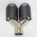 1 Pcs Matt Carbon Fiber Blue Stainless Exhaust Tips Car Muffler Double Y Pipes For Exhaust Dual  - Automotive LED Light