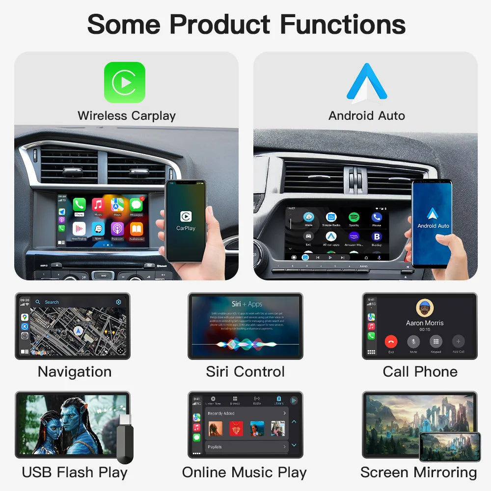 CARABC Wireless Carplay Android Auto Support Reverse Camera For Peugeot Citroen SMEG MRN N