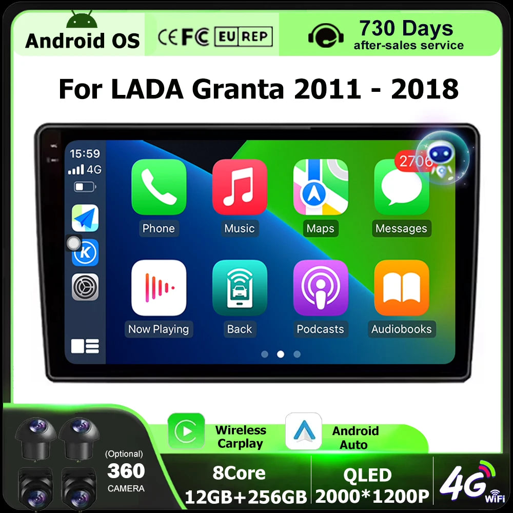 Android 16 Auto Carplay For LADA Granta 2011 - 2018 Car Radio Multimedia Video Player GPS