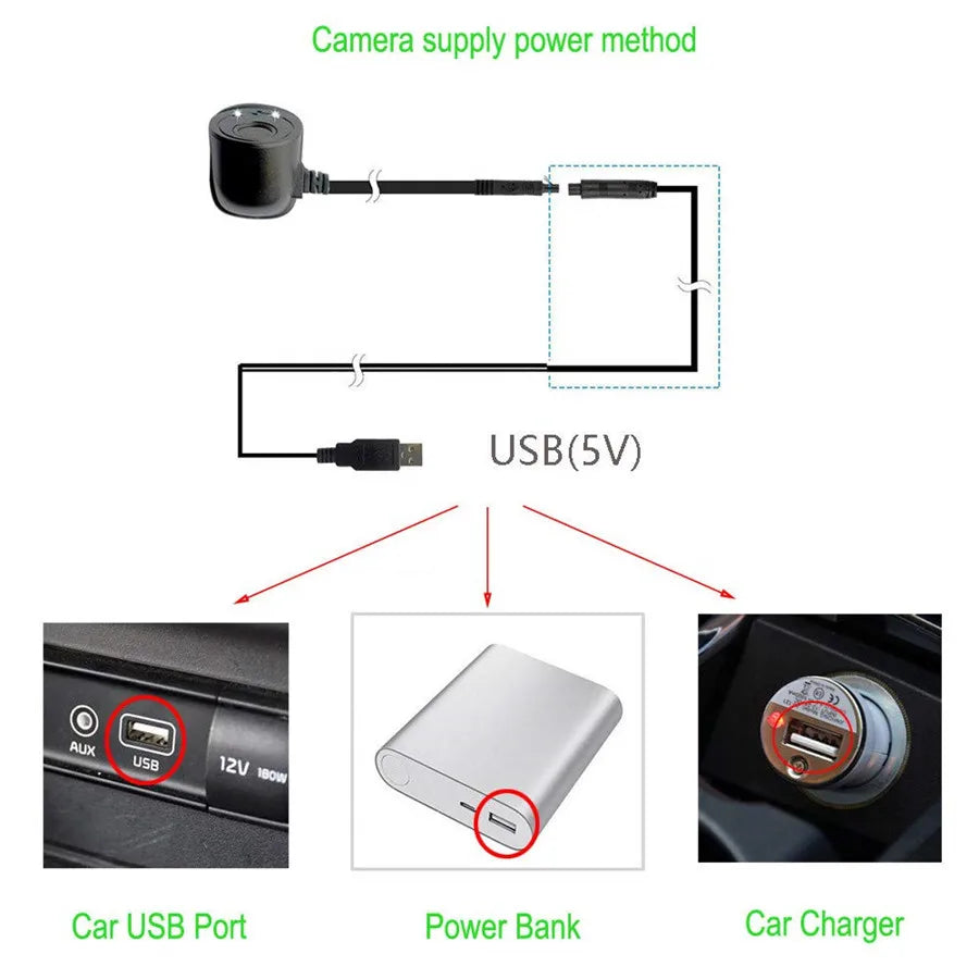 WiFi Car Backup Camera 720P Waterproof Front Side Vehicle Camera Night Vision Backup Parki
