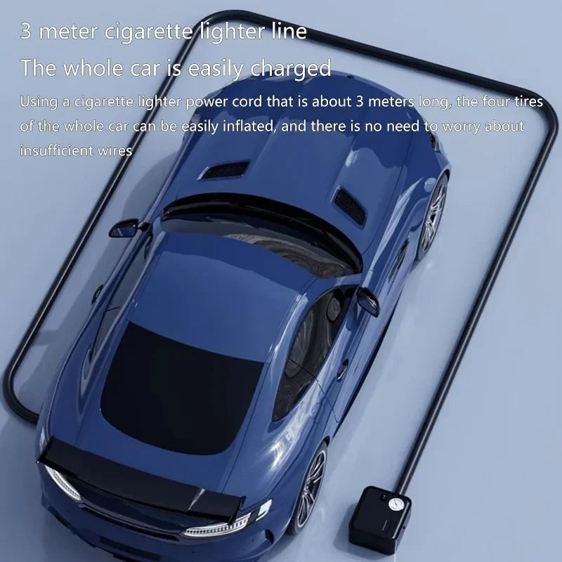 Car Tire Inflator DC 12V Car Air Compressor Auto Air Pump Pointer Type Tire Pressure Display Ele - Automotive LED Light