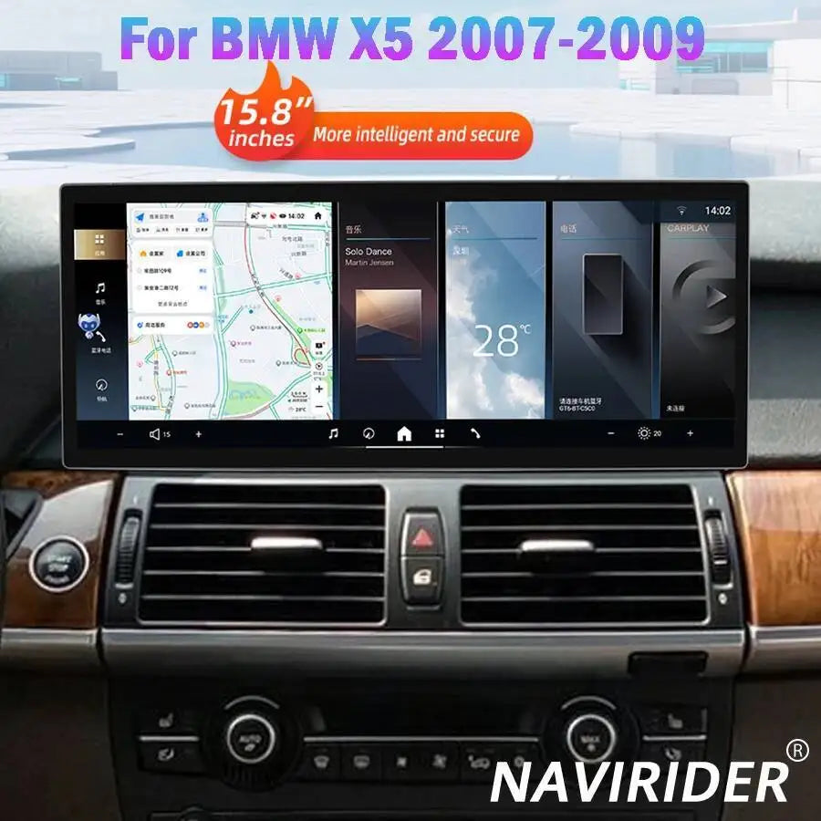 15.8Inch Navi Stereo GPS Screen Navigation Android 15 For BMW X5 2007-2009 DSP AHD Video P