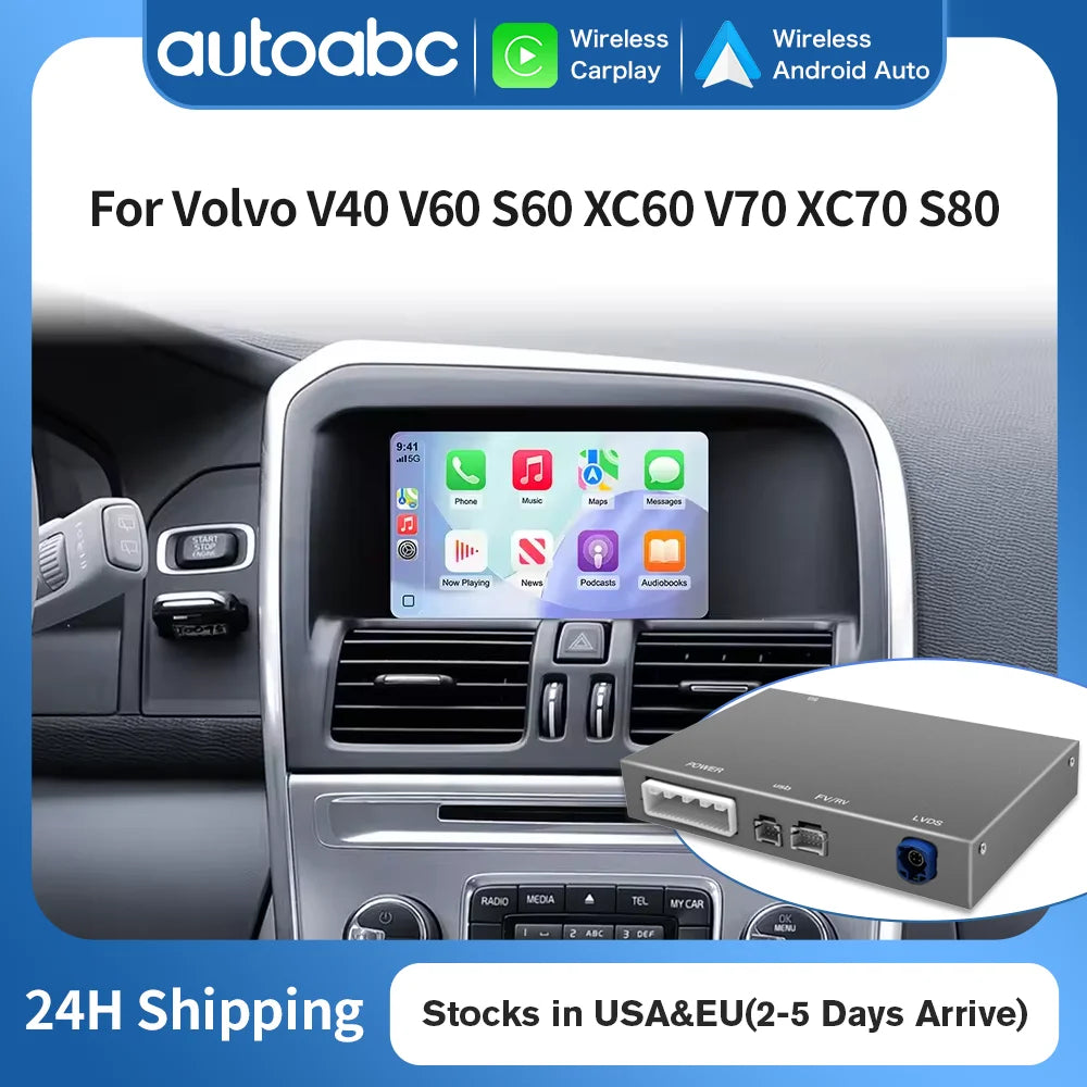 For Volvo XC60 S60 V60 V40 with 7 inch screen Wireless Carplay Android Auto Module Retrofi | AUTOKITSHOP