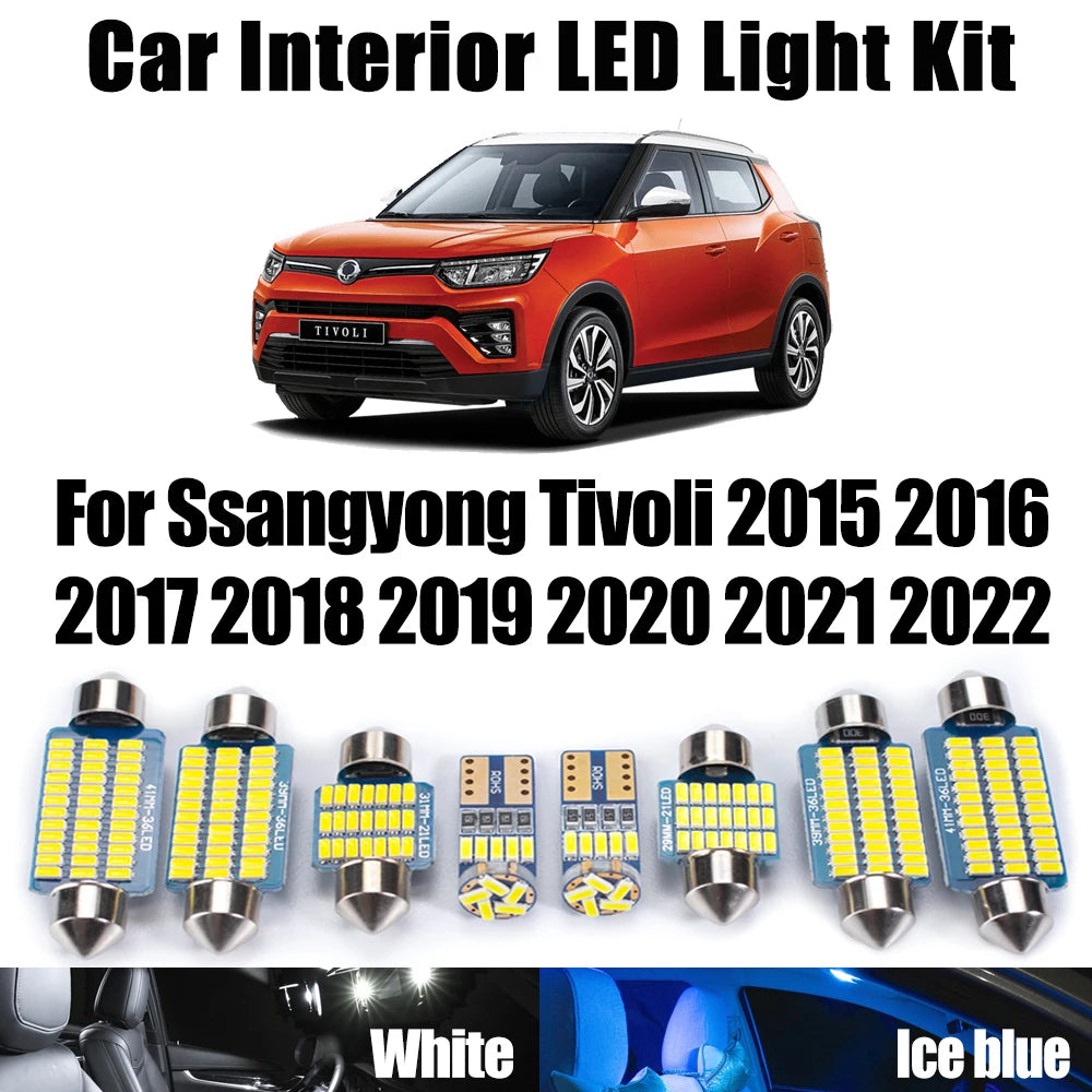 LED Interior Light Kit for Ssangyong Tivoli 2015- 2019 - Canbus Dome Map Door Trunk Bulbs | AUTOKITSHOP