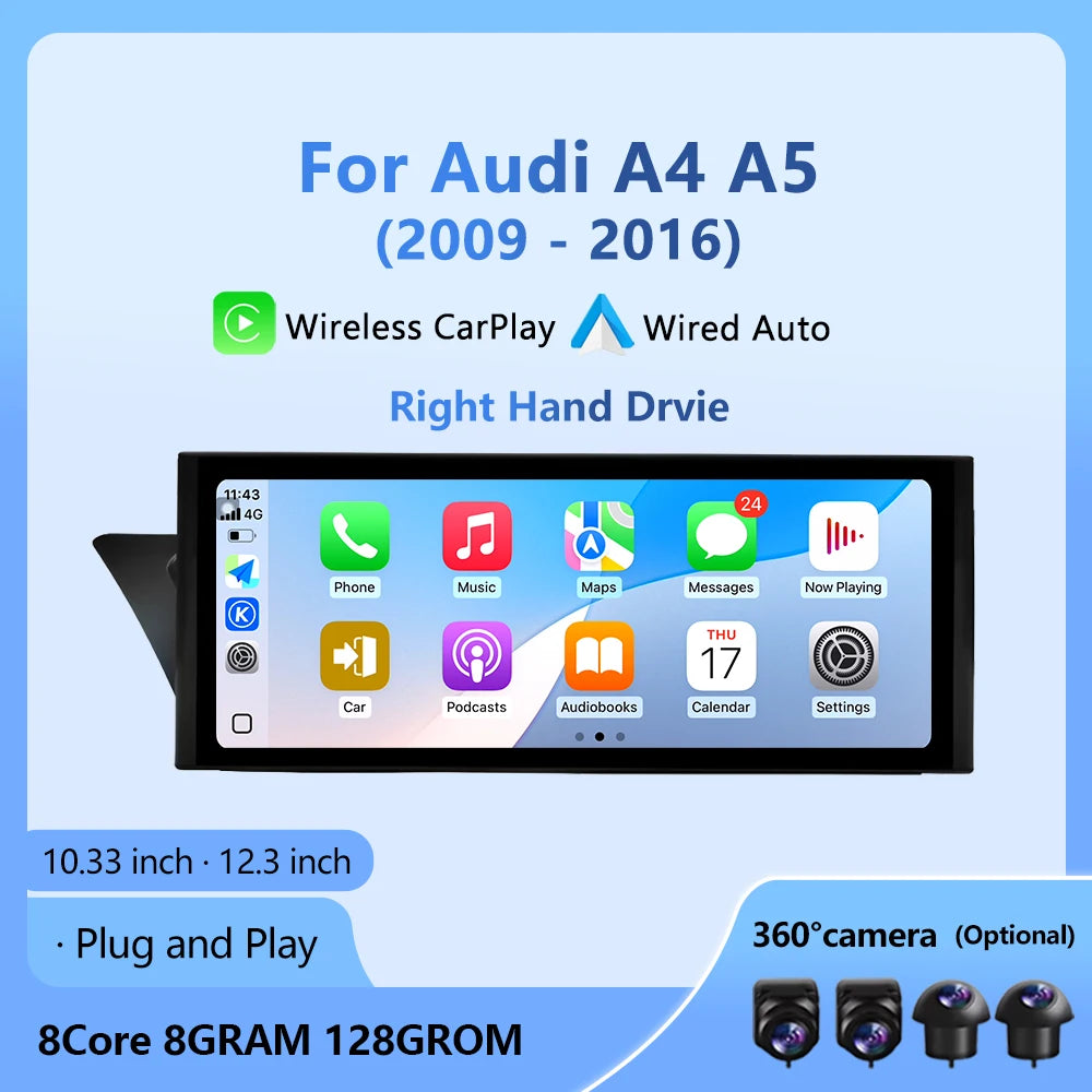 Car Multimedia Radio Android Auto For Audi A4 A5 2009 - 2016 Navigation Stereo Carplay Ult