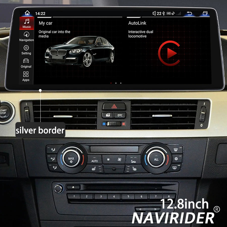 Navirider Stereo 12.8inch Android 14 DSP Carplay DSP AHD Screen For BMW 3 Series E92 2006-