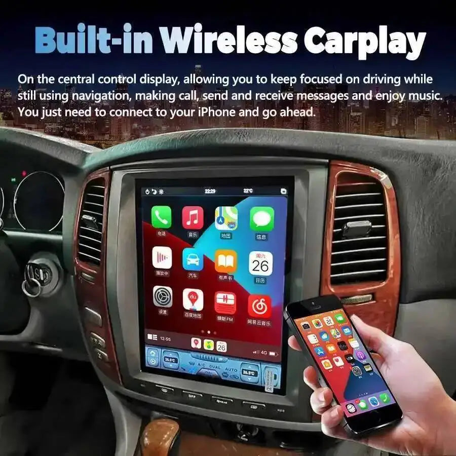For Toyota Land Cruiser 100 LC100 Lexus LX470 Car Radio 12.1inch Android Screen GPS Naviga | AUTOKITSHOP