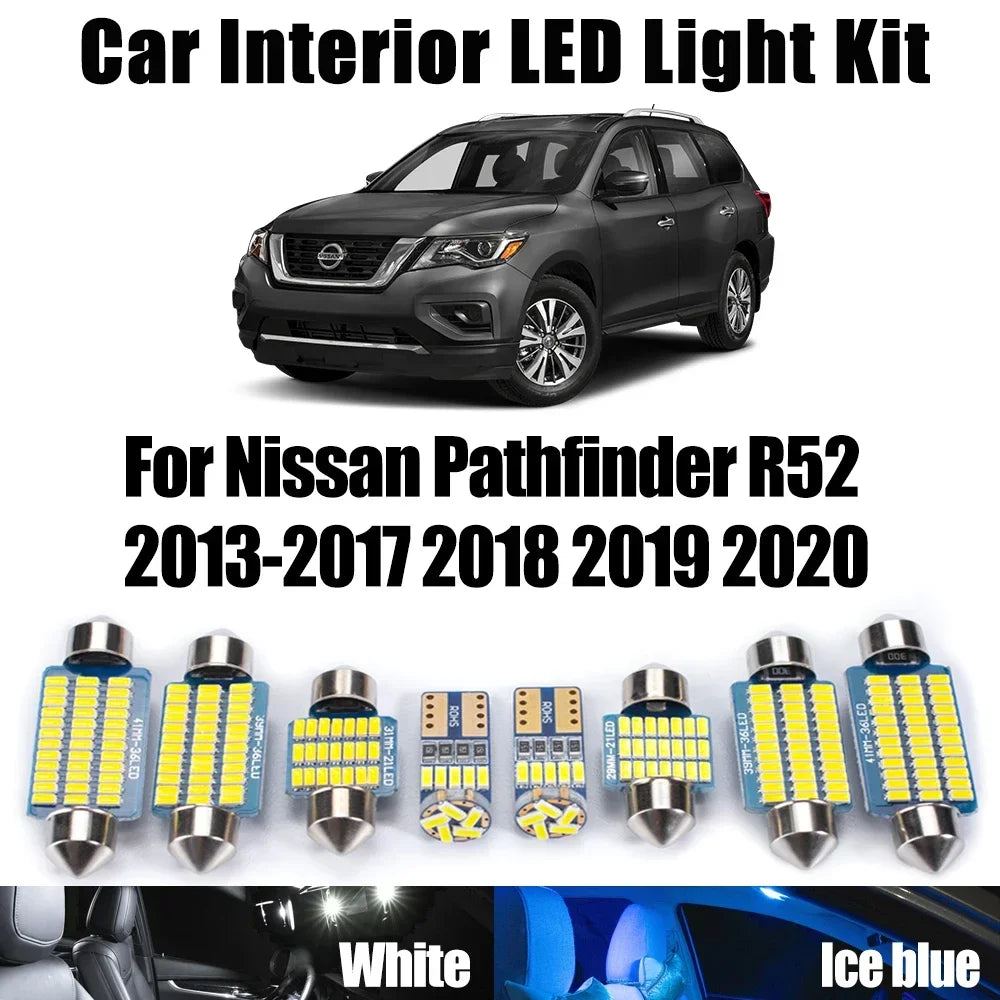 15-Piece LED Interior Light Kit for Nissan Pathfinder R52 2013- 2019 - Canbus Dome Map Door Trunk Bulbs | AUTOKITSHOP