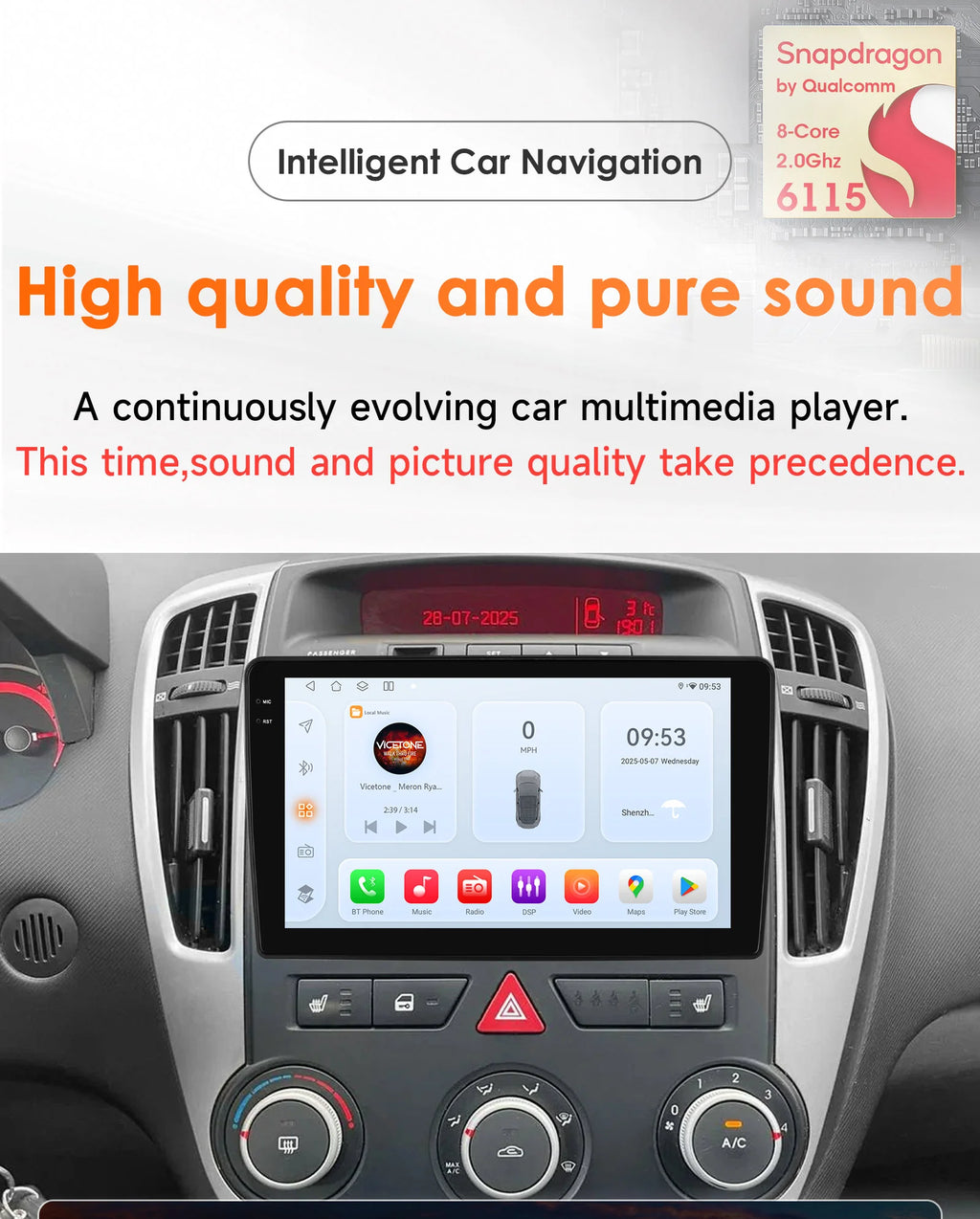 by Snapdragon 6115 Carplay Android 14 Car radio For Kia Ceed 2006 - 2012 multimedia GPS St