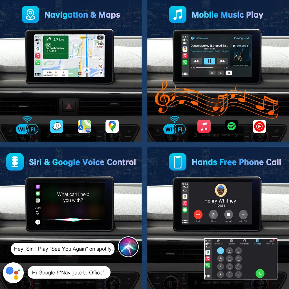 Road Top Wireless CarPlay Box for Audi A3 A4 A5 Q2 Q7 Q5 B9, with Android Auto Interface A | AUTOKITSHOP