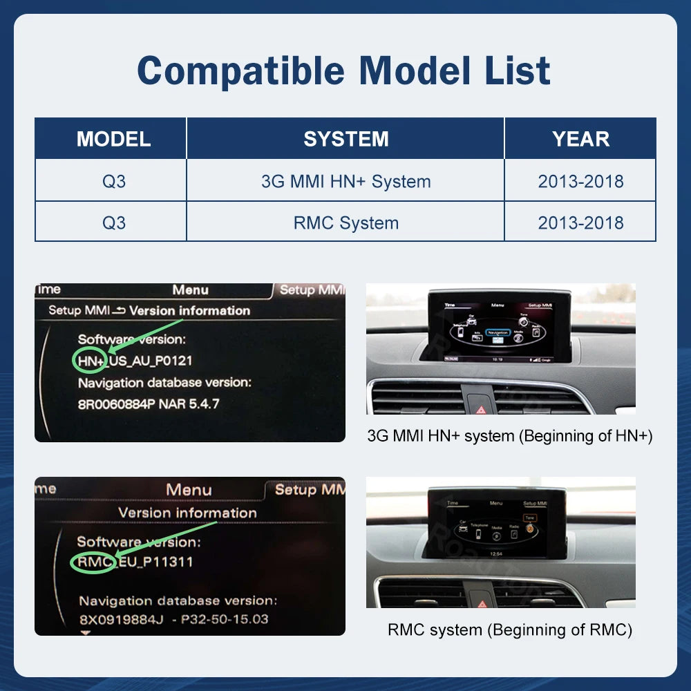12.3 Inch Touch Screen Multimedia Display for Audi Q3 2013-2018 with Airplay Miracast Wire | AUTOKITSHOP