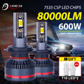 H7 H4 H11 LED Headlights 7535 CSP H1 HB3 HB4 HIR2 9005 9006 9012 Fog Lights 6500K 80000LM