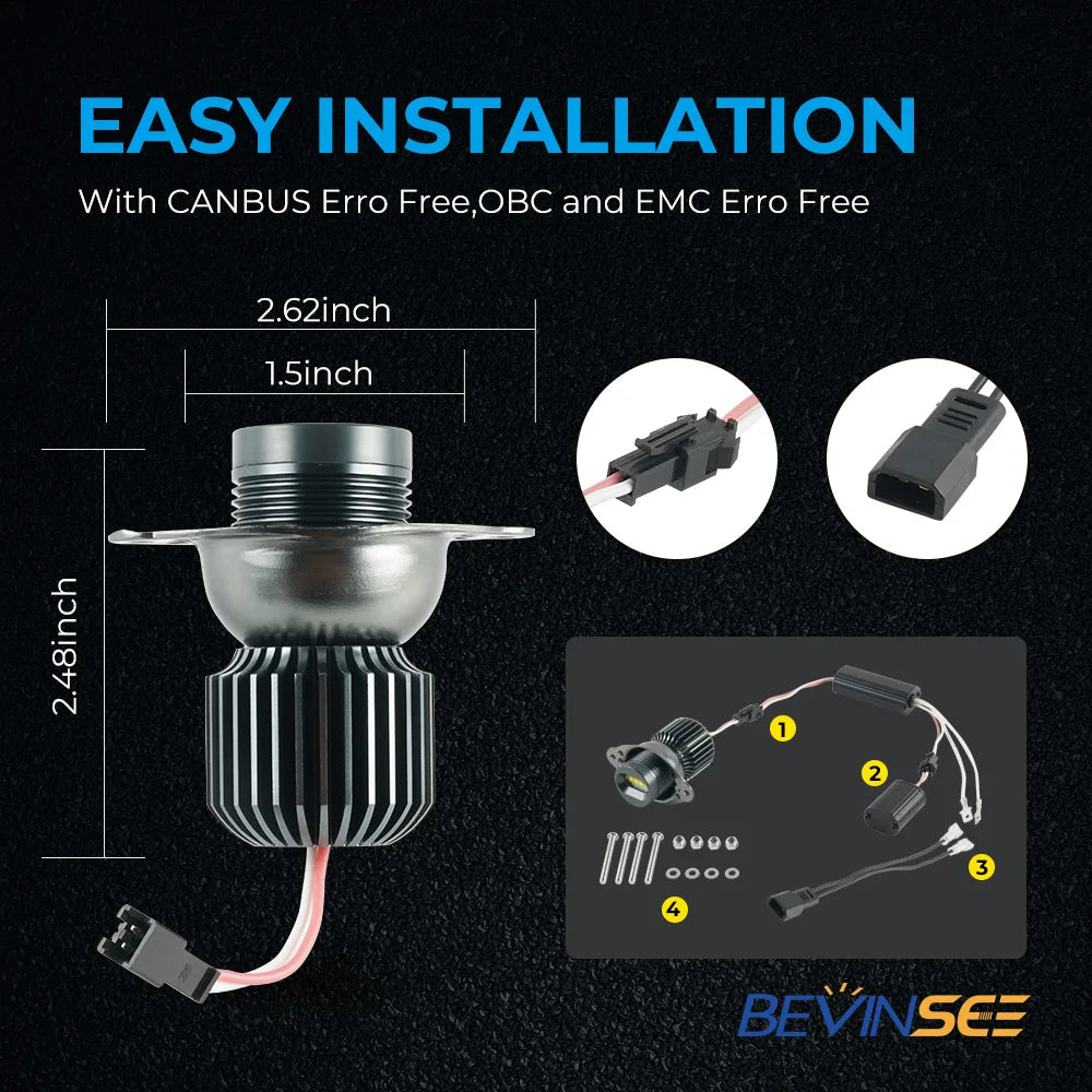 CANbus Error Free LED Angel Eyes Halo Ring Marker Light Bulbs Fit For BMW E90 E91 LCI 2008