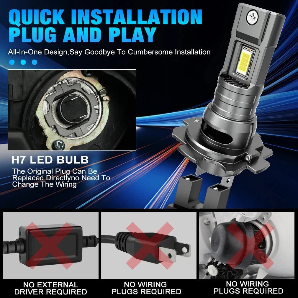 H7 H1 Led Headlight Bulb 30000LM Spotlights 7035 CSP Chip Automobile Lamp 6000K Diode Fog