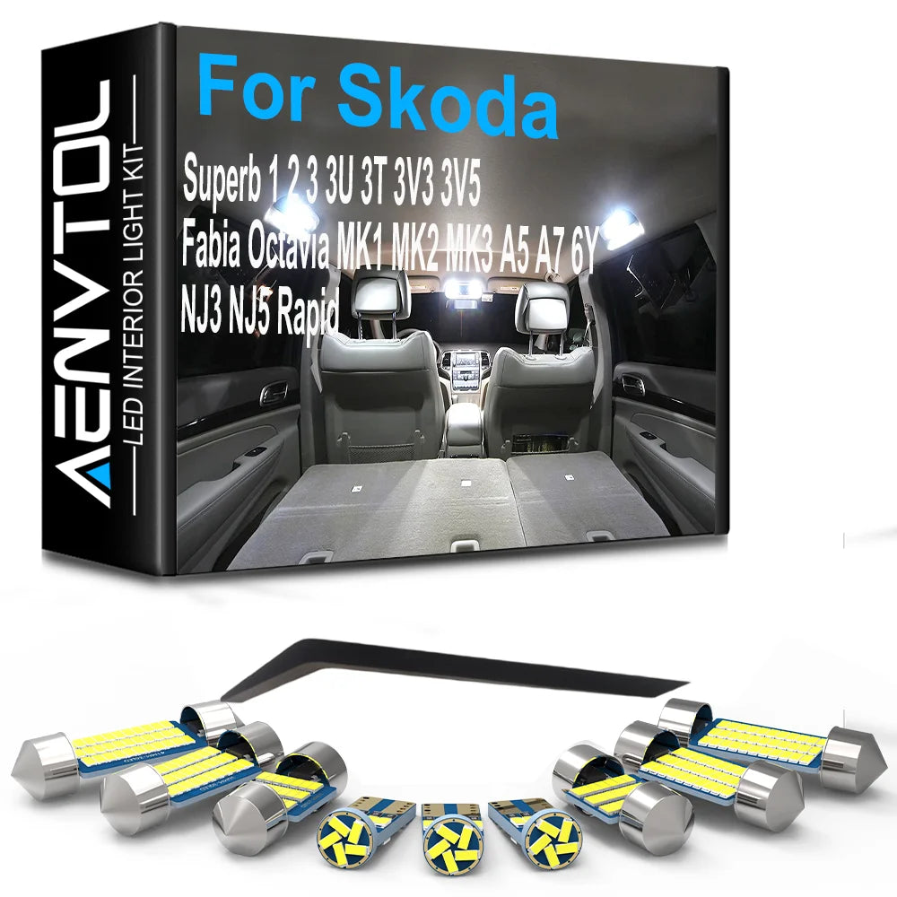 LED Interior Light Kit for Skoda MK2 MK1 NJ3 - Canbus Error-Free Interior Bulbs