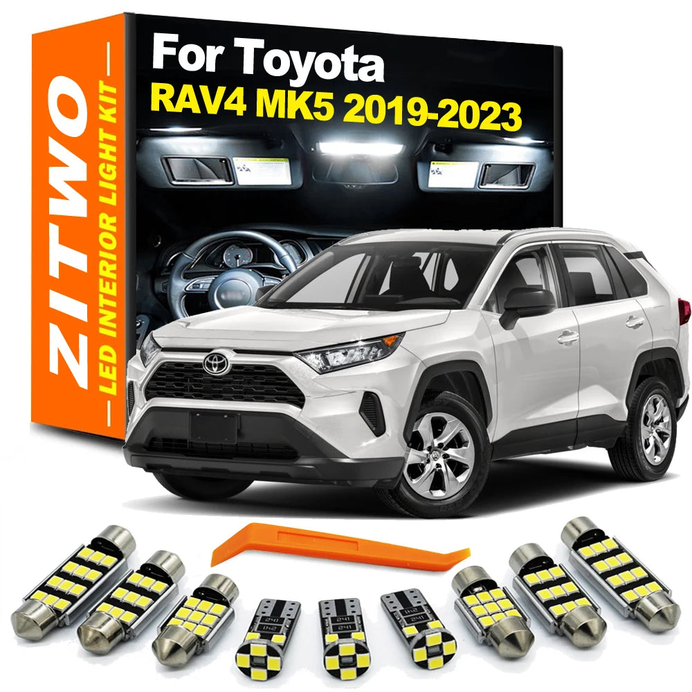 ZITWO 10Pcs Car LED Interior Bulb Kit For Toyota RAV4 MK5 5 V 2019 2020 2021 2022 2023 2024 Map Dome Reading Trunk Light Kit