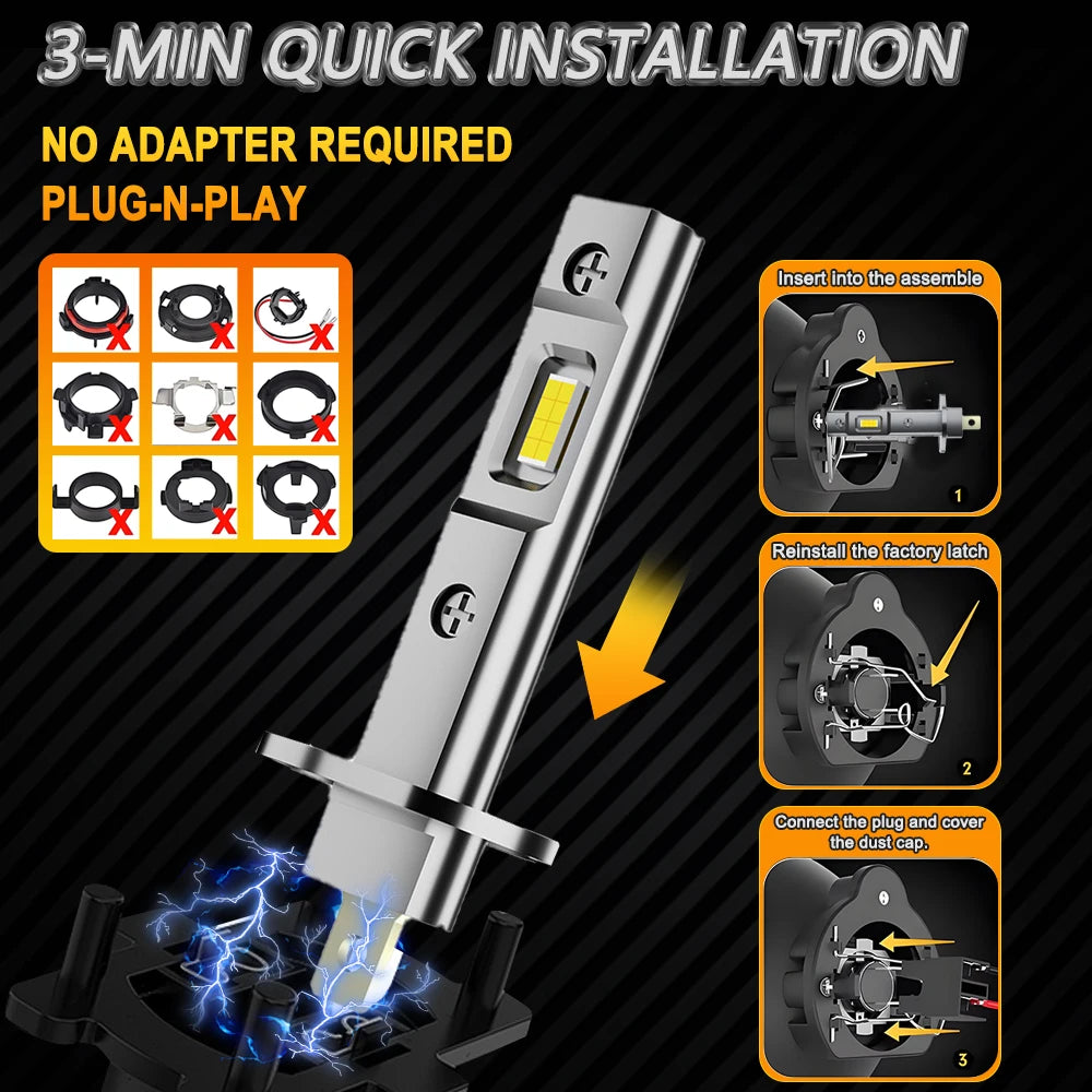 H1 LED Headlight Bulb 600000LM 1000W High Power Auto Fog Lamp 6500K 12V Led Lights for Car