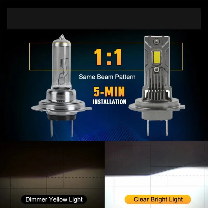 80W M3P H7 LED Headlight Bulb Mini Wireless 6000K CSP for Car Headlamp Auto Diode Lamps H7