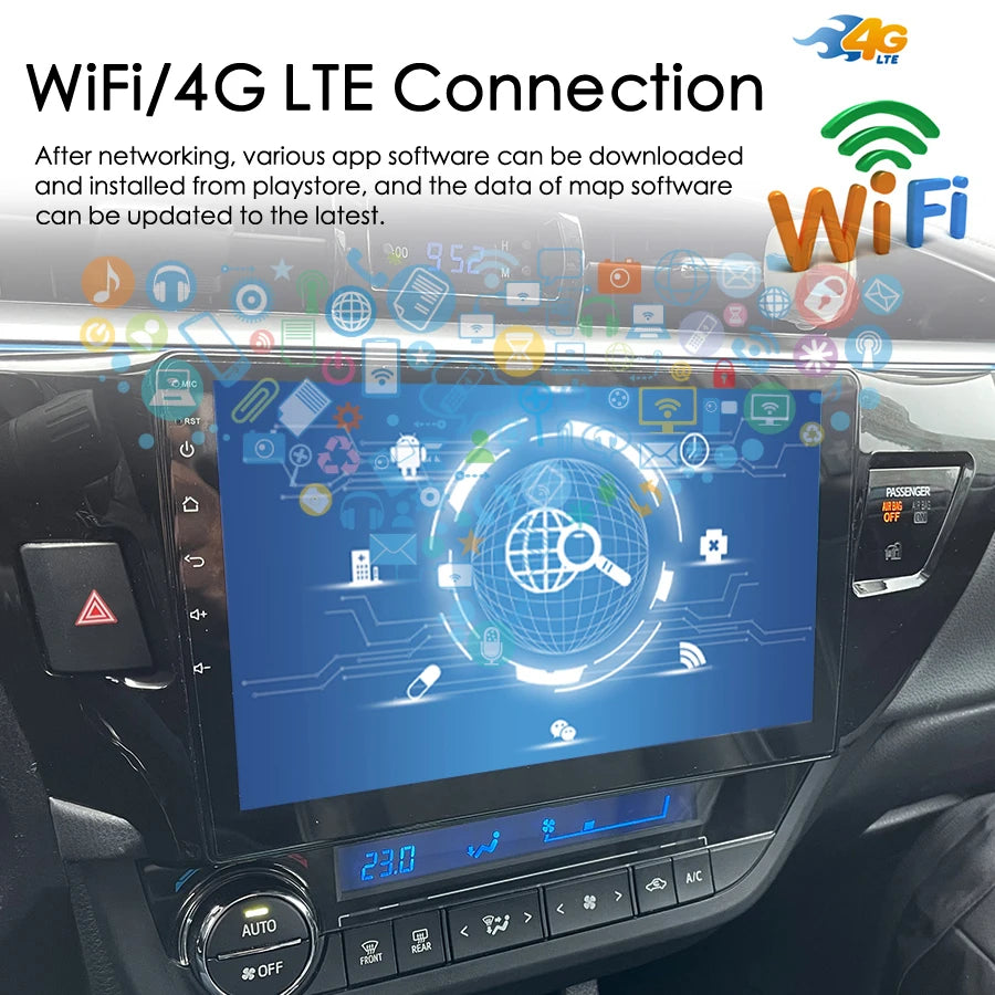 8+128GB Android 13 AI Voice Control Navigation Wireless CarPlay Car Radio for Toyota Corol