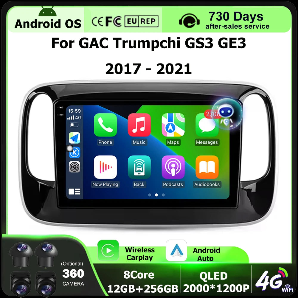 Wireless Carplay For GAC Trumpchi GS3 GE3 2017-2021 Android 16 Auto Car Radio Multimedia V