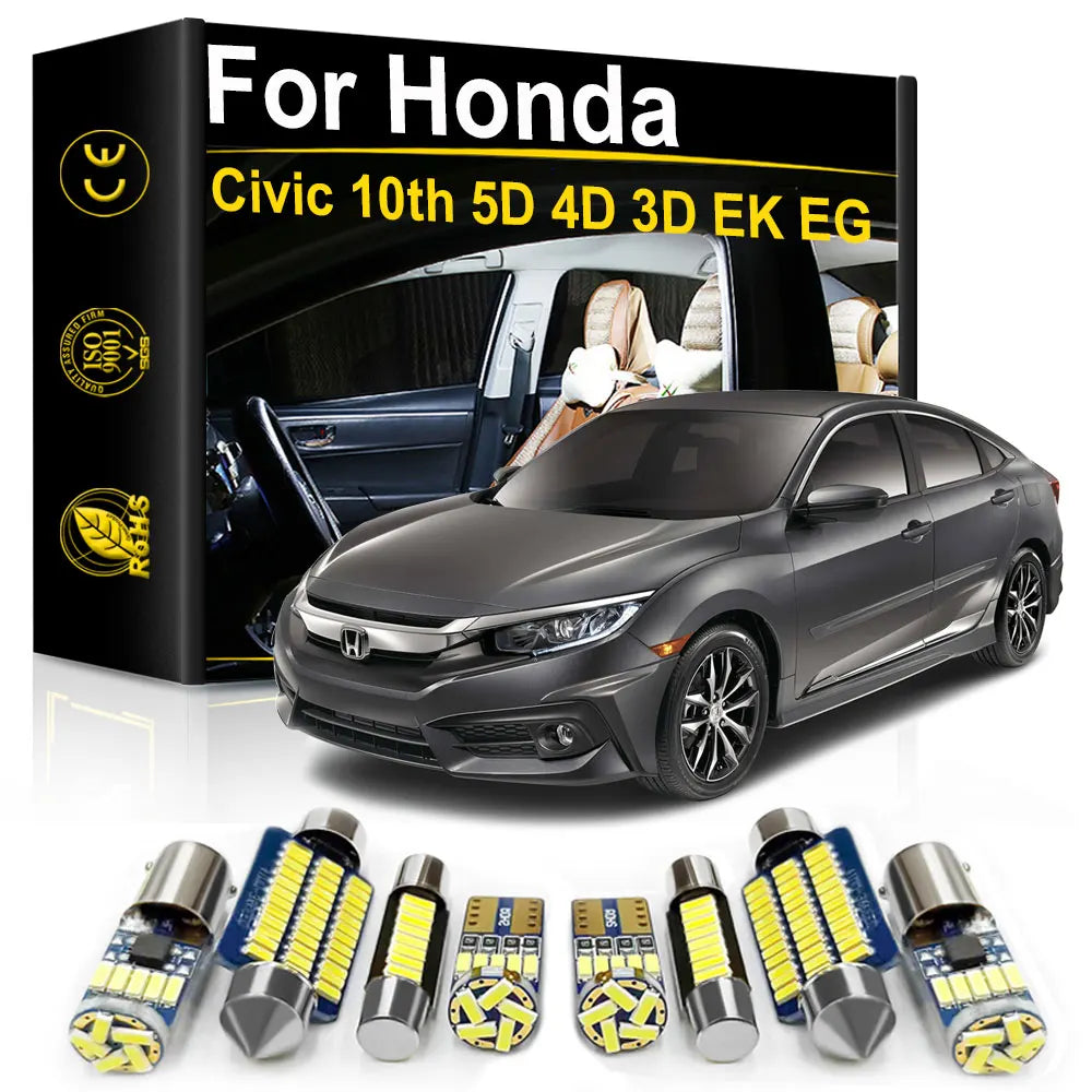 LED Interior Light Kit for Honda Civic 10th Gen 5D 4D 3D EK EG 1992- 2010 - Canbus Dome Map Door Trunk Bulbs | AUTOKI...