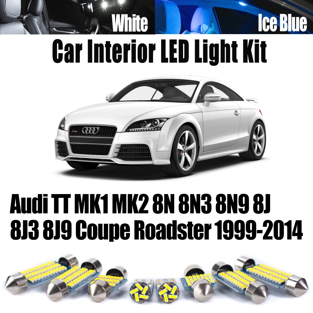LED Interior Light Kit for Audi TT MK1 MK2 8N 8N3 8N9 8J 8J3 8J9 Coupe Roadster 1999-2014 - Canbus Dome Map Door Trun...
