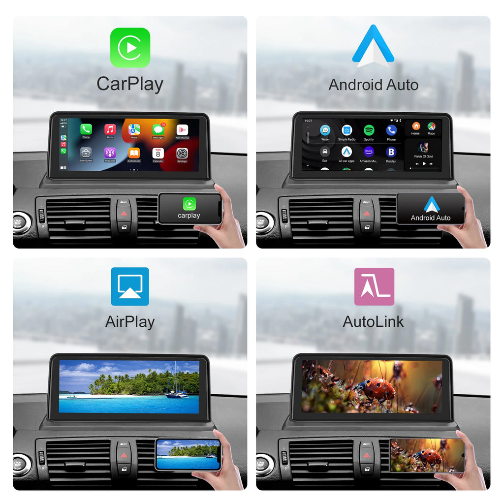Wireless Carplay Android auto multimedia touch Linux screen For BMW1series E81/E82/E87/E88
