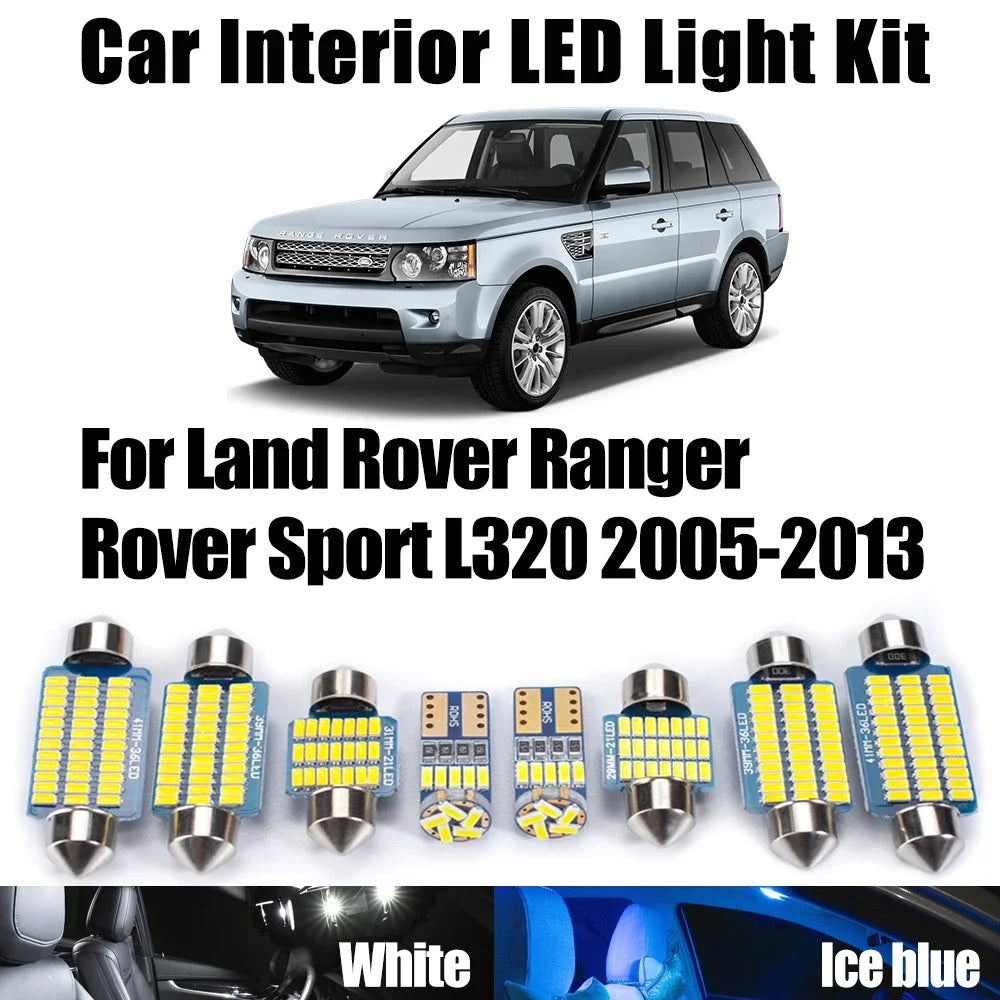 14-Piece LED Interior Light Kit for Land Rover Ranger Rover Sport L320 2005-2012 - Canbus Dome Map Door Trunk Bulbs |...